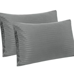 4 OEKO-TEX *STANDARD* Gray Striped Pillow Cases